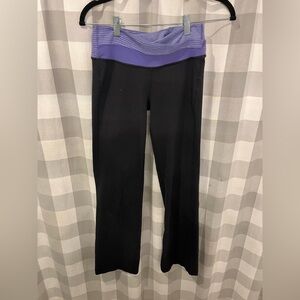 lululemon athletica Black Leggings with Purple Fold-Over Waistband